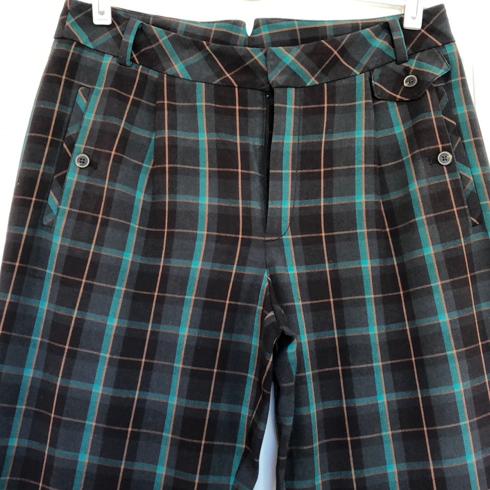 Cartonnier cropped plaid trousers 💙🖤💚💛